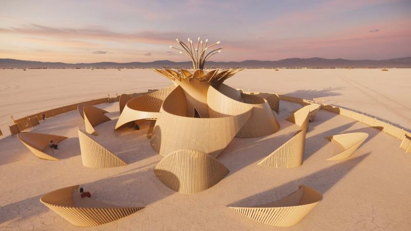 Джеймс Гверцман спроектировал храм для Burning Man, вдохновившись редким пустынным цветком