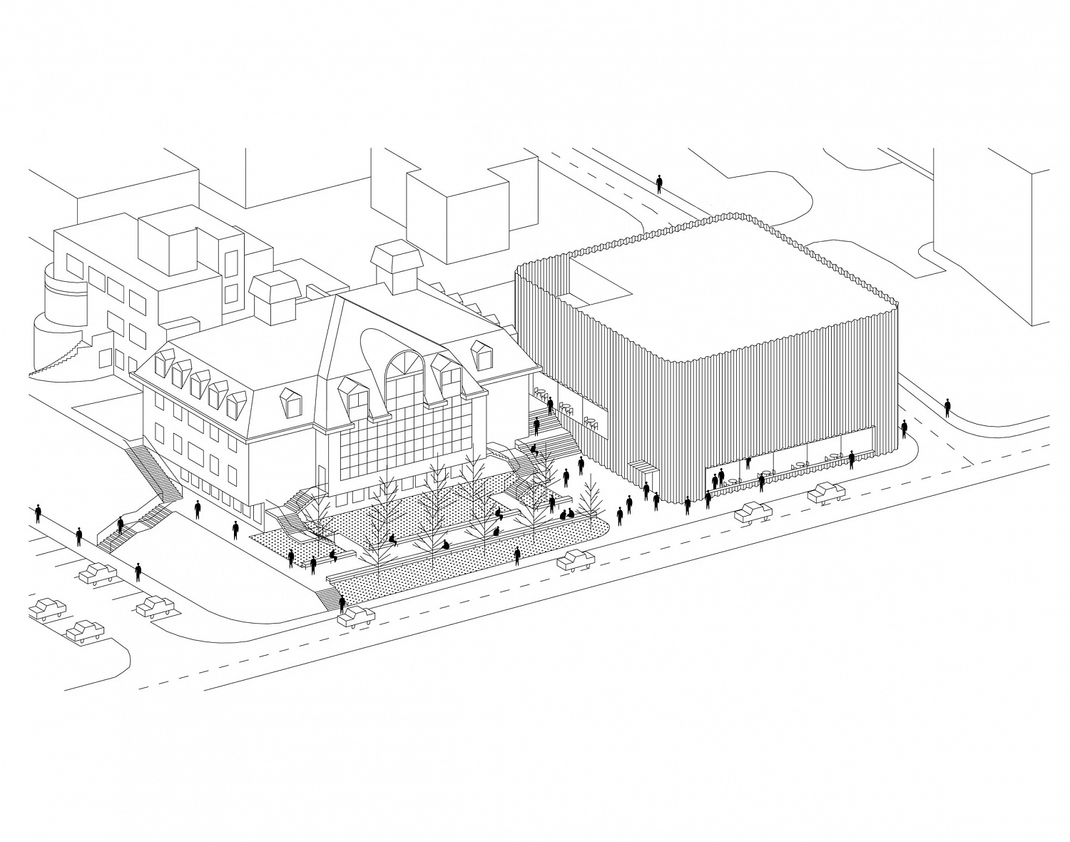 SLAS Architekci окутывает польский концертный зал зеркальным стальным фасадом